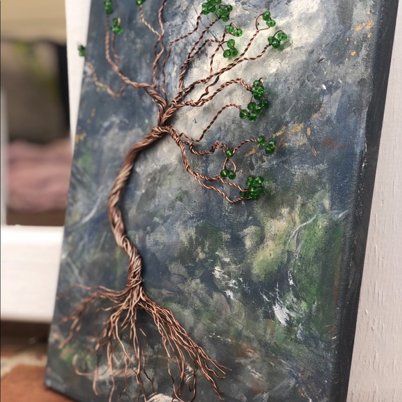Copper Tree of Life Sculpture on Canvas - Picture 2 of 6